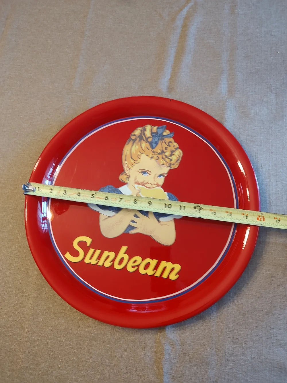 Sunbeam Red Serving Tray with Retro Girl Graphic